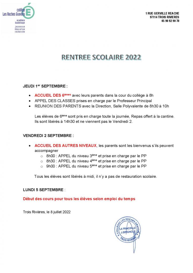 Rentrée scolaire 2022